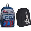 Seven S.p.a. Zaino Scuola Outsize SEVEN - STREET PLAYER, Blu, Doppio Scomparto + Coprizaino