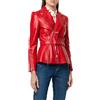 Zayn Leather Giacca in vera pelle donna biker rosso moto vera pelle di agnello donna cintu...
