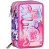 SJ Gang Astuccio Scuola 3 Zip, Rosa, Sphere Full Girl, Portapenne Triplo