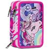 SJ Gang Astuccio Scuola 3 Zip, Rosa , Cuccioli di SJ, Portapenne Triplo