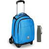 Invicta Trolley Scuola New Tech Solid Invicta, Azzurro, 3 in 1, Zaino con Carrel