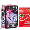 Seven Astuccio Scuola 3 Zip Completo + 12 Pastelli a Colori