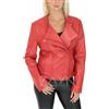 Zayn Leather Giacca da motociclista donna in vera pelle rossa in vera pelle di agnello sli...