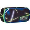Seven Portapenne Scuola Round Plus, Nero, Light Route, Bustina Ovale Con Tasca