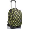 SEVEN Trolley New Tech Invicta , Tartan, Nero, 3 in 1 Zaino Sganciabile