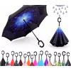 OMBRELLO REVERSIBILE APERTURA AL CONTRARIO AUTO ROVESCIATO ANTI PIOGGIA MODA NEW