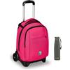 Invicta Trolley Scuola New Tech Solid Invicta, Rosa, 3 in 1, Zaino con Carrello