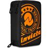 Invicta Astuccio Scuola 3 Zip, Solid Stampa Invicta Fluo, Nero e Arancione,