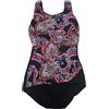 T.H.E. T. H. E. Donna Nero Paisely Park Stampa Drappo one piece Costume #1008 12 Nwt