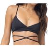 L SPACE Di MONICA WISE Top Da Bagno Nero Chloe Wrap #SC3T14 D NWT