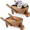 Relaxdays Carriola Porta Fiori, Set Doppio, Legno Effetto Bruciato, Decorazione