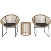 Outsunny Set da Giardino 3pz con 2 Sedie Ovali con Cuscino e Tavolino a Cilindro