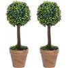 vidaXL Piante di Bosso Artificiale 2 pz a Sfera con Vaso Verde 33 cm