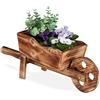 Relaxdays Carriola Porta Fiori, Legno Effetto Bruciato, Decorazione da Giardino