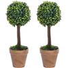 vidaXL Piante di Bosso Artificiale 2 pz a Sfera con Vaso Verde 41 cm