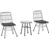 Outsunny 3 PCS Patio Round Wicker Woven Bistro Set 2 Chairs 1 Coffee Table for Garden