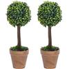 vidaXL Piante di Bosso Artificiale 2 pz a Sfera con Vaso Verde 56 cm