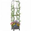 Outsunny Fioriera Rialzata con Traliccio da 185 cm con Rotelle Nero