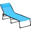 Outsunny Lettino Prendisole Portatile con Schienale Reclinabile a 4 Livelli Blu