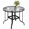Outsunny Tavolino da Giardino Rotondo con Foro per Ombrellone Nero