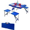 Bakaji Set Tavolo Tavolino Pieghevole Pic Nic Campeggio Alluminio Con 4 Sgabelli Blu