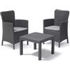 Allibert Set da Giardino 3 Pezzi in Rattan Sintetico con Cuscini Colore Grafite Modell...