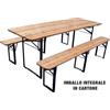 DOMUS SET TAVOLO + PANCHE BIRRERIA 3 GAMBE DOMUS - LEGNO/ACCIAIO CM 220X70 H.CM 76 ...
