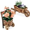 Relaxdays Carriole Portafiori in Legno, Set 2X Carretti Giardino, Porta Vasi dal