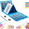 BIGILANTUH Kit pittura disegno bambini 208 pezzi valigetta blu matite pastelli pennelli