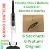 VORWERK FOLLETTO VK7S NUOVO + 2 BATTERIE + 2 CARICATORI + BASETTA RICARICA VK 7