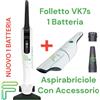 Vorwerk Folletto FOLLETTO VK7S SENZA FILO + ASPIRABRICIOLE VC100 1 BATTERIA HD7S 3 ANNI GARANZIA
