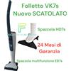 VORWERK FOLLETTO VK7S SENZA FILO MULTIFUNZIONE EB7s SPAZZOLA HD7S 24M 1 BATTERIA