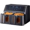 Akai Friggitrice ad Aria 10 Litri 2000W Doppio Cestello con Timer AirFryer1001W Akai