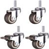 Cosswe 4 ruote girevoli per mobili, M6 x 15 mm, con filettatura da 32 mm, in gomma morb