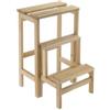 NEW MOTTINOX Scaletto Legno a 3 Gradini con Ribalta Naturale New Mottinox