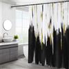 Caheansi Tenda da doccia in bianco e nero, con pennellate in oro bianco e nero,