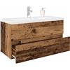 vidaXL Mobile da Bagno con Lavabo Integrato e Rubinetto Legno Antico
