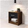 Stella Trading Comodino in legno color bianco con cassetto Elegante arredo per la camera letto