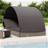 vidaXL Lettino Doppio Tetto Rotondo Grigio 211x112x140 cm Polyrattan
