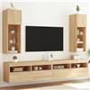 vidaXL Mobili Porta TV con Luci LED 2 pz Rovere Sonoma 30,5x30x90 cm