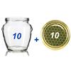 MEDITERRANEA VETRI 10 X VASI VASETTO ORCIO 314 VETRO CON CAPSULA ORO ALVEARE X MIELE. NUOVI
