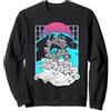 Japanese Aesthetic Mythical Dragon Ryu C Vaporwave Giapponese Sushi Dragon Kanagawa Japan Fuji Glitch Felpa