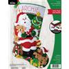 Bucilla Felt Stocking Applique Kit 18" Long-Jolly Pups Santa 89556E