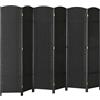 HOMCOM Paravento Divisorio Pieghevole a 6 Ante Intrecciato 240x170 cm Nero