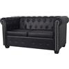 vidaXL Divano Chesterfield a 2 Posti in Finta Pelle Nero