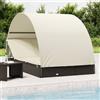 vidaXL Lettino Doppio Tetto Rotondo Nero 211x112x140 cm in Polyrattan