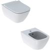 Geberit SET SANITARI VASO BIDET COPRIVASO ORIGINALE GEBERIT SMYLE SQUARE RIMFREE SOSPESI