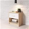 Stella Trading Comodino in legno color bianco con cassetto Elegante arredo per la camera letto