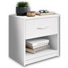 Stella Trading Comodino in legno color bianco con cassetto Elegante arredo per la camera letto