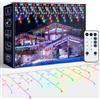 10M Luci Natale Esterno Cascata, LED Tenda Luminosa Natale Multicolore Luminarie